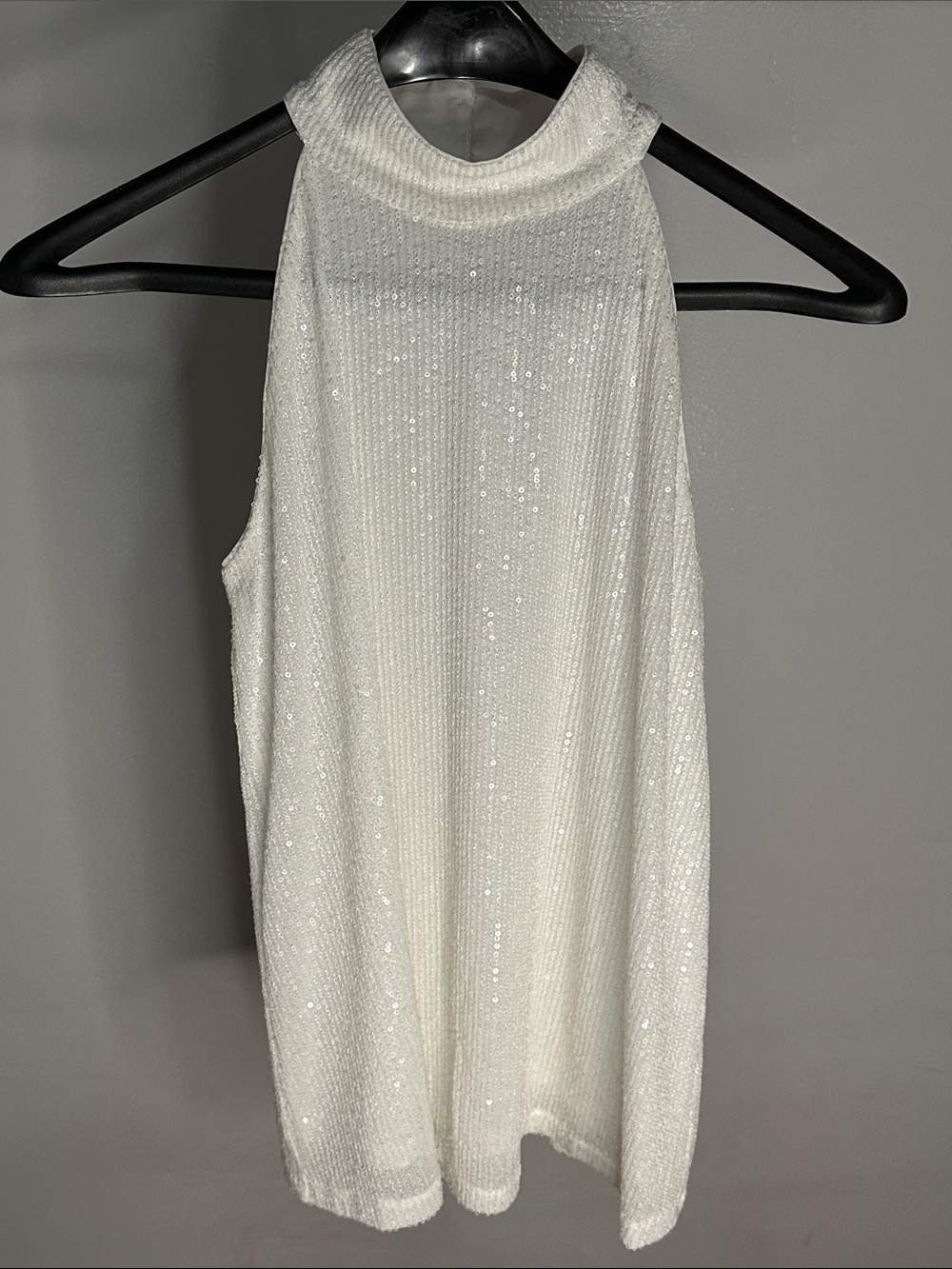 INC International Concepts White Sequined Strapless Halter Top